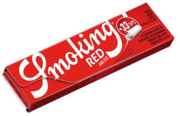 Smoking Red King Size + Tips – Longpapers 108×44 mm mit 33 Blättchen und 33 Filtertips, Slow-Burn & pflanzliche Gummierung